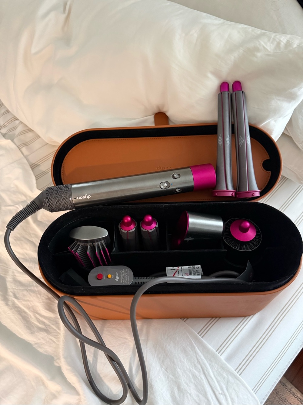 Dyson hair styling set in Silver & Magenta with Travel Case